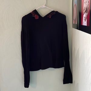 black long sleeve with rose hood